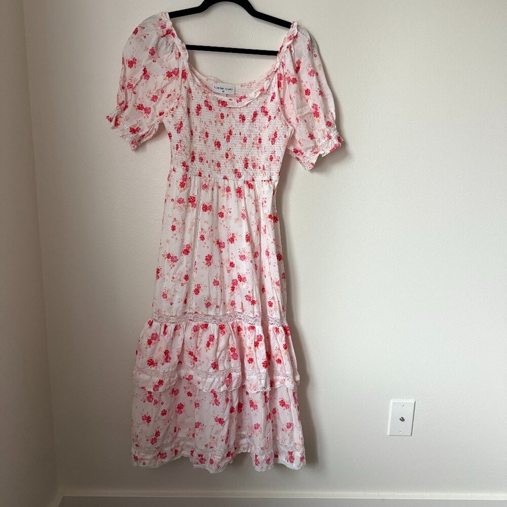 LoveShackFancy x Target Cosette Pink Floral Midi Dress Size S
